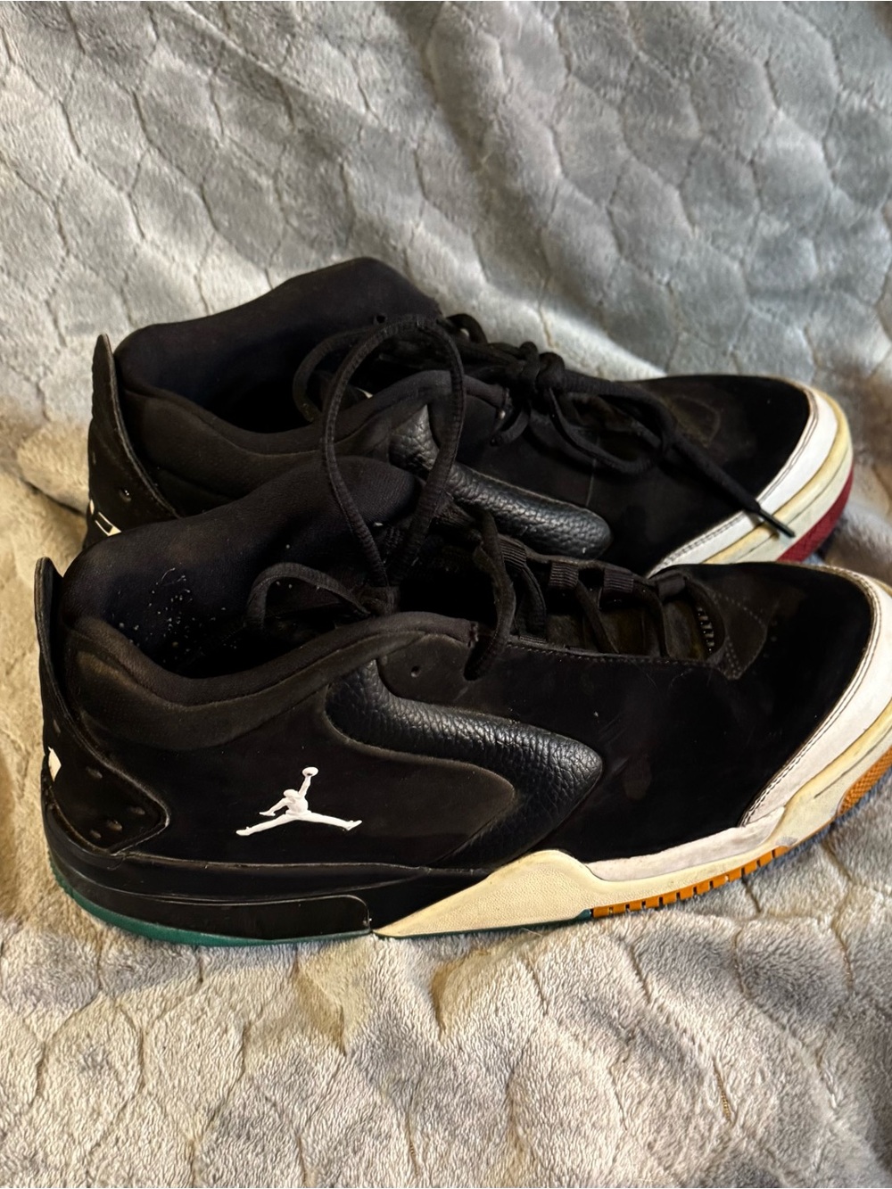 Jordan Men's Black Basketball Shoes with Multicolor Outsole